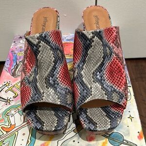 Jeffrey Campbell Platform red/blue Snakeskin Print Shoes, Size 8